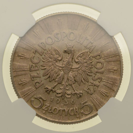 5 złotych 1936 r. - Józef Piłsudski - NGC MS61